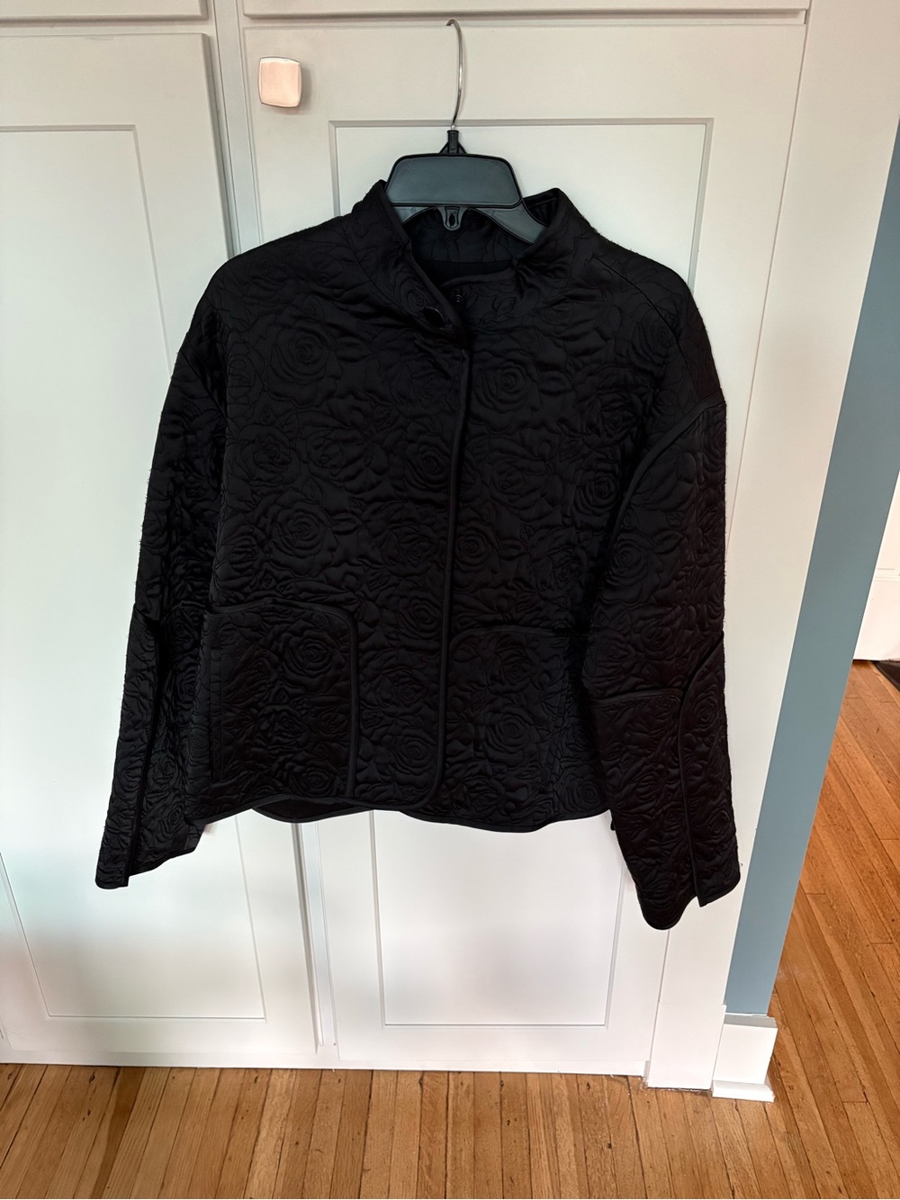Lewit Black Quilted Floral-Embossed Puffer Jacket